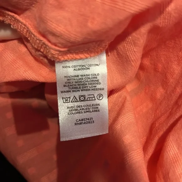 LOFT Clip Coral V-Neck Shirt - Picture 2 of 4